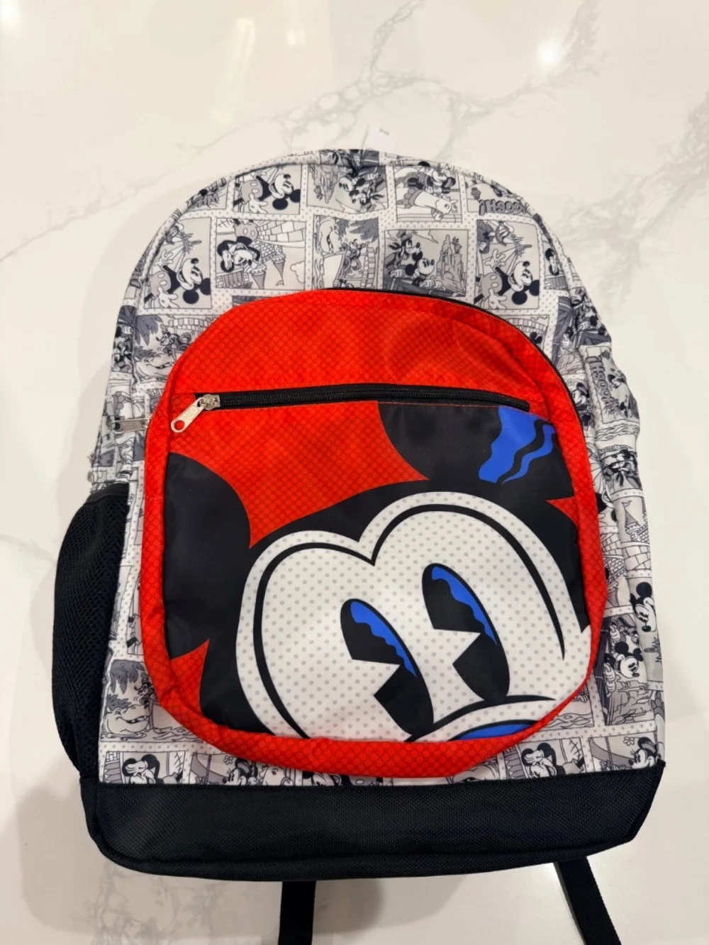 Disney Parks Original Mickey Mouse Comic Print Backpack Black White - NWT